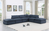 Indulge Navy Linen Textured Fabric Modular Sectional 141Navy-Sec6E Meridian Furniture