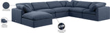 Indulge Navy Linen Textured Fabric Modular Sectional 141Navy-Sec7A Meridian Furniture