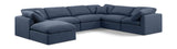 Indulge Navy Linen Textured Fabric Modular Sectional 141Navy-Sec7A Meridian Furniture