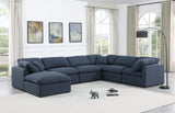 Indulge Navy Linen Textured Fabric Modular Sectional 141Navy-Sec7A Meridian Furniture