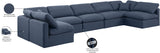 Indulge Navy Linen Textured Fabric Modular Sectional 141Navy-Sec7B Meridian Furniture