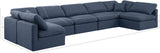 Indulge Navy Linen Textured Fabric Modular Sectional 141Navy-Sec7B Meridian Furniture