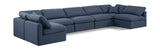 Indulge Navy Linen Textured Fabric Modular Sectional 141Navy-Sec7B Meridian Furniture