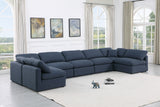 Indulge Navy Linen Textured Fabric Modular Sectional 141Navy-Sec7B Meridian Furniture