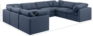 Indulge Navy Linen Textured Fabric Modular Sectional 141Navy-Sec8A Meridian Furniture
