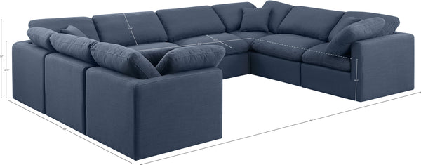 Indulge Navy Linen Textured Fabric Modular Sectional 141Navy-Sec8A Meridian Furniture