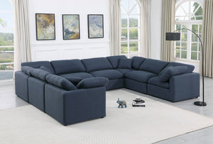 Indulge Navy Linen Textured Fabric Modular Sectional 141Navy-Sec8A Meridian Furniture