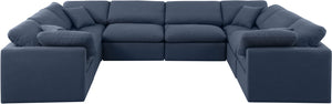Indulge Navy Linen Textured Fabric Modular Sectional 141Navy-Sec8A Meridian Furniture