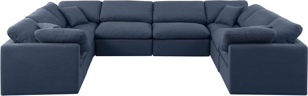 Indulge Navy Linen Textured Fabric Modular Sectional 141Navy-Sec8A Meridian Furniture