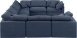 Indulge Navy Linen Textured Fabric Modular Sectional 141Navy-Sec8A Meridian Furniture