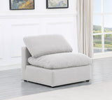 Indulge White Linen Textured Fabric Armless Chair 141White-Armless Meridian Furniture