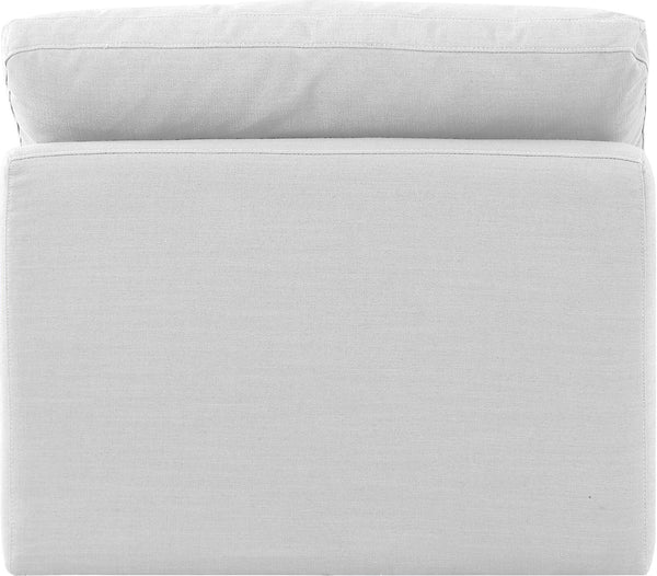 Indulge White Linen Textured Fabric Armless Chair 141White-Armless Meridian Furniture