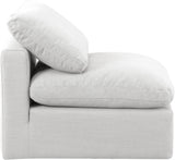 Indulge White Linen Textured Fabric Armless Chair 141White-Armless Meridian Furniture