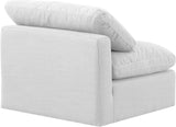 Indulge White Linen Textured Fabric Armless Chair 141White-Armless Meridian Furniture