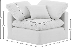 Indulge White Linen Textured Fabric Corner Chair 141White-Corner Meridian Furniture