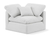 Indulge White Linen Textured Fabric Corner Chair 141White-Corner Meridian Furniture