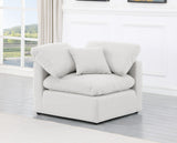 Indulge White Linen Textured Fabric Corner Chair 141White-Corner Meridian Furniture