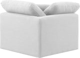 Indulge White Linen Textured Fabric Corner Chair 141White-Corner Meridian Furniture