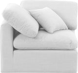 Indulge White Linen Textured Fabric Corner Chair 141White-Corner Meridian Furniture