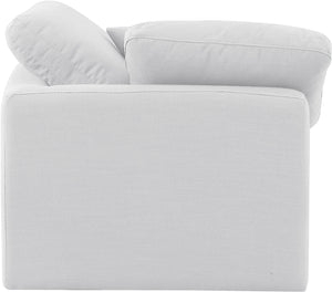 Indulge White Linen Textured Fabric Corner Chair 141White-Corner Meridian Furniture