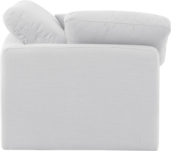 Indulge White Linen Textured Fabric Corner Chair 141White-Corner Meridian Furniture