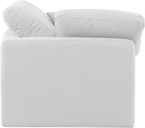 Indulge White Linen Textured Fabric Corner Chair 141White-Corner Meridian Furniture