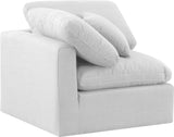 Indulge White Linen Textured Fabric Corner Chair 141White-Corner Meridian Furniture