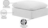 Indulge White Linen Textured Fabric Ottoman 141White-Ott Meridian Furniture