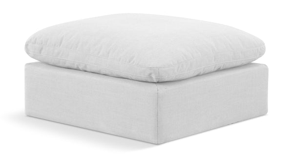 Indulge White Linen Textured Fabric Ottoman 141White-Ott Meridian Furniture