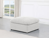 Indulge White Linen Textured Fabric Ottoman 141White-Ott Meridian Furniture