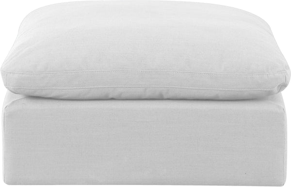 Indulge White Linen Textured Fabric Ottoman 141White-Ott Meridian Furniture