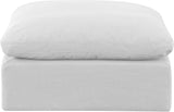 Indulge White Linen Textured Fabric Ottoman 141White-Ott Meridian Furniture