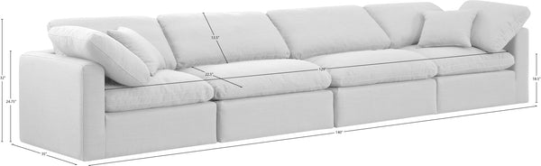 Indulge White Linen Textured Fabric Modular Sofa 141White-S140 Meridian Furniture