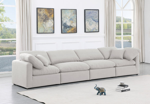 Indulge White Linen Textured Fabric Modular Sofa 141White-S140 Meridian Furniture