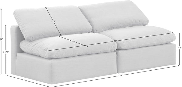 Indulge White Linen Textured Fabric Modular Sofa 141White-S2 Meridian Furniture