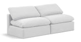 Indulge White Linen Textured Fabric Modular Sofa 141White-S2 Meridian Furniture