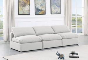 Indulge White Linen Textured Fabric Modular Sofa 141White-S3 Meridian Furniture