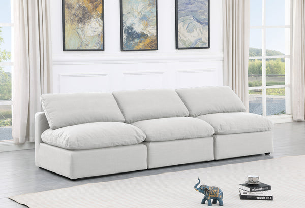 Indulge White Linen Textured Fabric Modular Sofa 141White-S3 Meridian Furniture