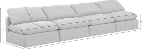 Indulge White Linen Textured Fabric Modular Sofa 141White-S4 Meridian Furniture