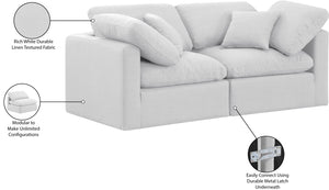 Indulge White Linen Textured Fabric Modular Sofa 141White-S70 Meridian Furniture
