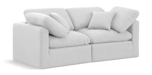 Indulge White Linen Textured Fabric Modular Sofa 141White-S70 Meridian Furniture
