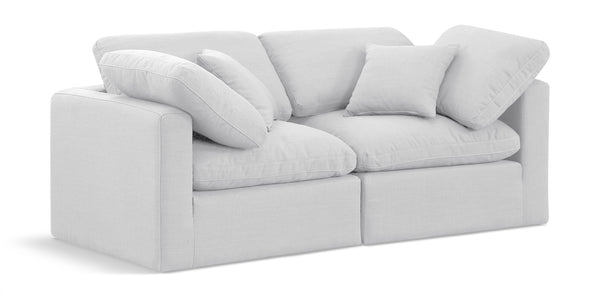 Indulge White Linen Textured Fabric Modular Sofa 141White-S70 Meridian Furniture