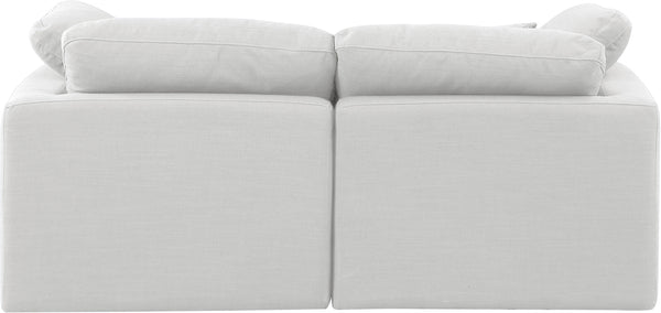 Indulge White Linen Textured Fabric Modular Sofa 141White-S70 Meridian Furniture
