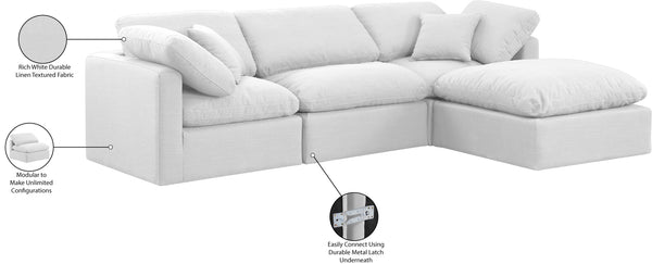 Indulge White Linen Textured Fabric Modular Sectional 141White-Sec4A Meridian Furniture