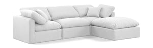 Indulge White Linen Textured Fabric Modular Sectional 141White-Sec4A Meridian Furniture