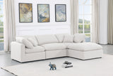 Indulge White Linen Textured Fabric Modular Sectional 141White-Sec4A Meridian Furniture