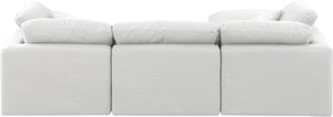 Indulge White Linen Textured Fabric Modular Sectional 141White-Sec4A Meridian Furniture
