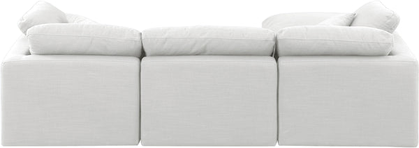 Indulge White Linen Textured Fabric Modular Sectional 141White-Sec4A Meridian Furniture