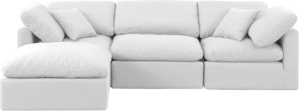 Indulge White Linen Textured Fabric Modular Sectional 141White-Sec4A Meridian Furniture