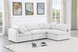 Indulge White Linen Textured Fabric Modular Sectional 141White-Sec4B Meridian Furniture